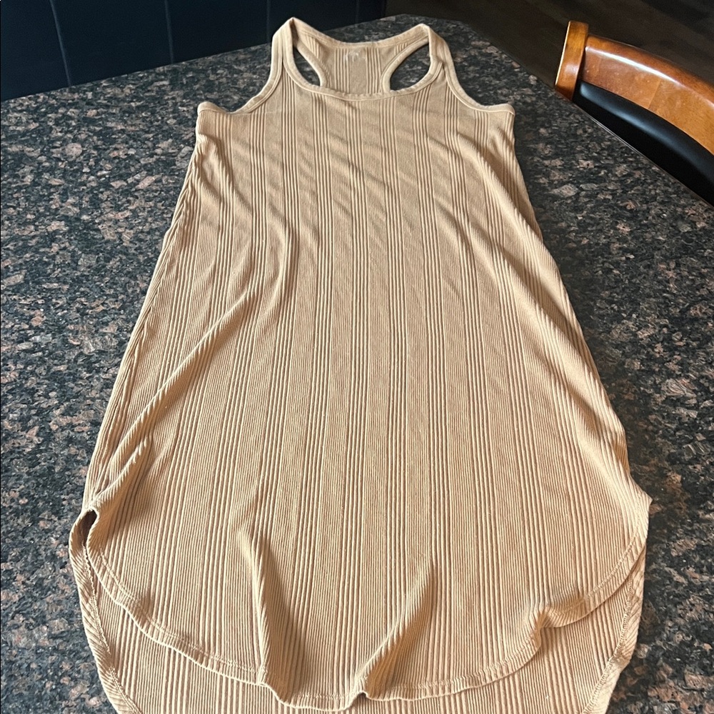 aerie Ribbed Tank Dress in beige